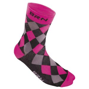 CALZINI BRN A SCACCHI FUCSIA FLUO/NERI TG. 39/42