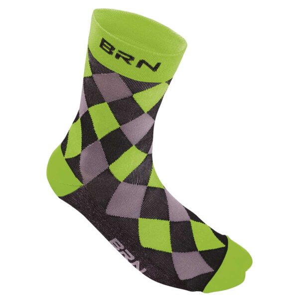 CALZINI BRN A SCACCHI VERDI FLUO/NERI TG. 39/42