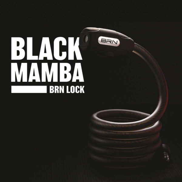 LUCCHETTO BRN BLACK MAMBA SPIRALE 180 cm x 12 mm NERO OPACO - immagine 2
