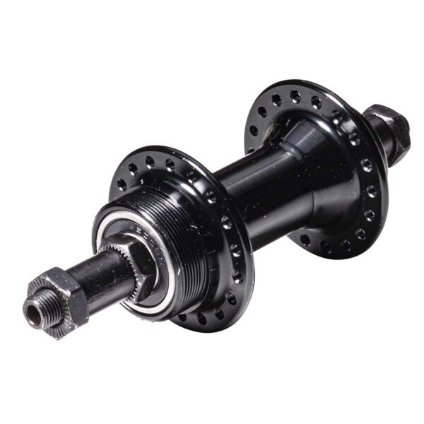 MOZZO POSTERIORE 36 FORI CON BLOCCAGGIO QR CON CUSCINETTI NERO 7 V.