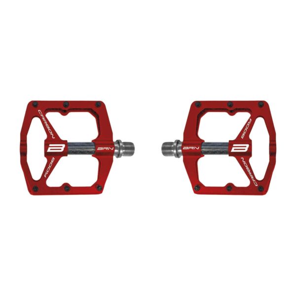 PEDALI BRN FLAT ALLOY CNC CARBON ROSSI CON 6 PINS NERI