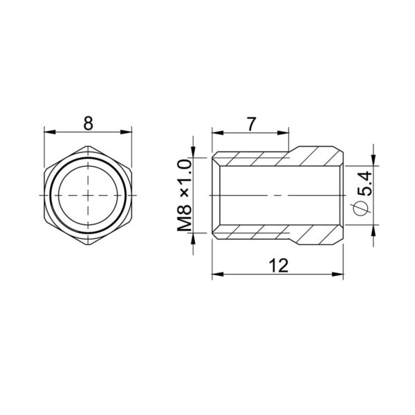 DADO SERRAGGIO M8x1 PER FORMULA R/R1/MEGA 6061 - immagine 2