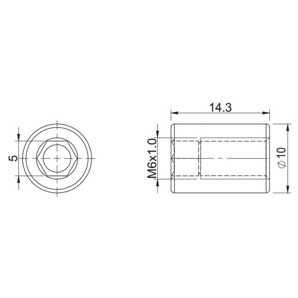 DADO M6x14.3 PER ADATTATORE AD43 - immagine 2